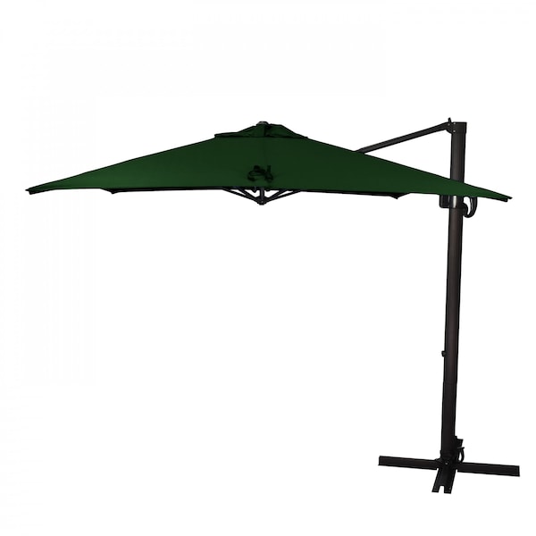 California Umbrella 8.5' Bronze Aluminum Cantilever Patio Umbrella, Sunbrella Forest Green 194061337950 - main